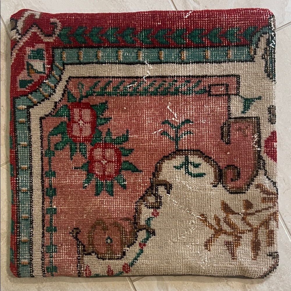 Authentic Vintage One of a Kind Turkish Rug Pillow Cover 20x20 Red/Pinkl/Green